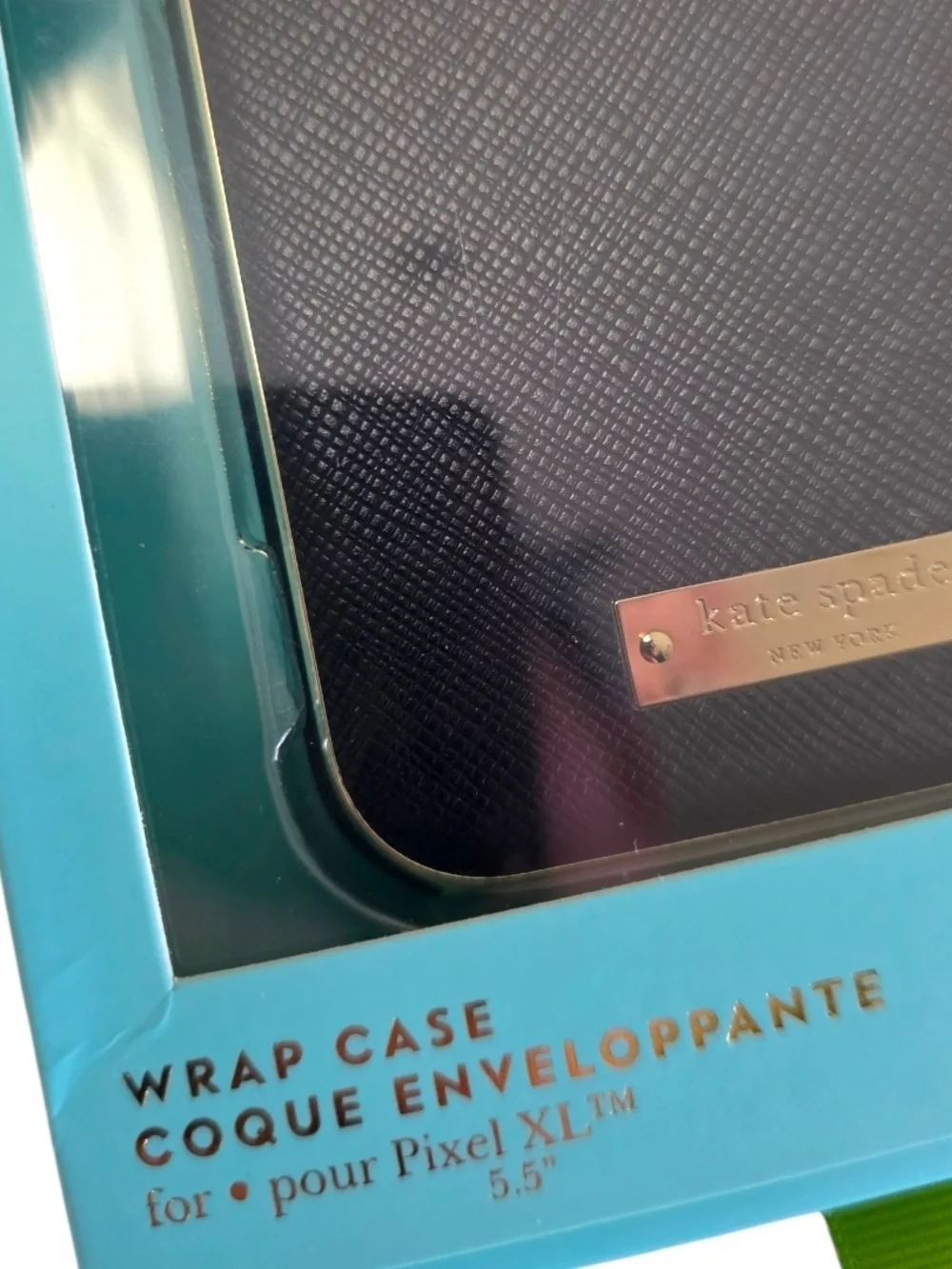 Kate Spade NWT Phone Case Black Saffiano Gold Phone Case in Box- 5.5